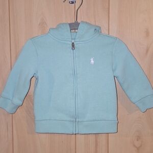 Ralph Lauren Infant Girls Light Green Zip Up Hoodie Jacket Size 9 Months